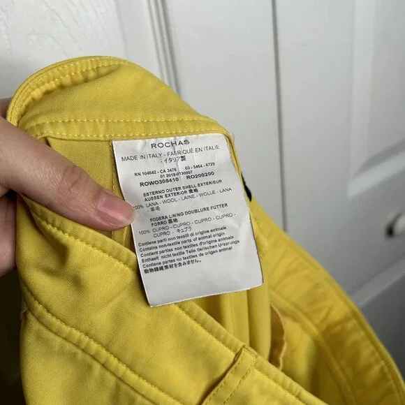 Rochas Orson Yellow Japanese Wool Cuffed Pants Women's Size IT 44
